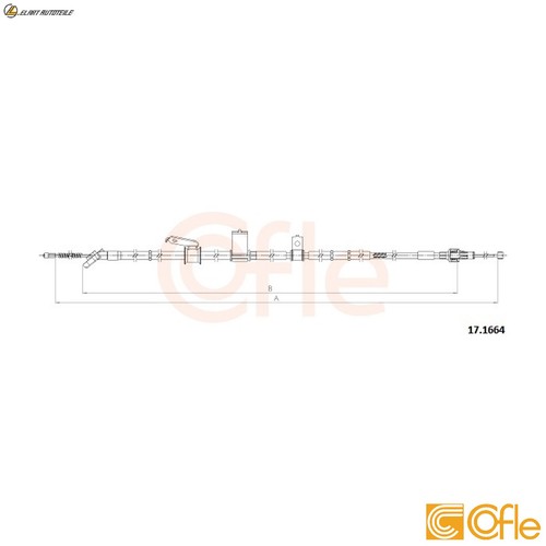 Parking brake cable 1664 - parking, 92.17.1664